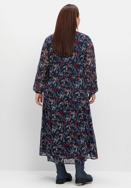 sheego Chiffonkleid in Maxilänge, mit Alloverprint - tiefblau gemustert sheego Begrenztes Angebot
