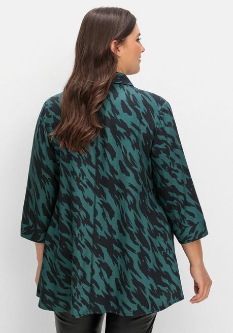 sheego Bedruckte Bluse in schwingender A-Linie - schwarz gemustert sheego Online Shopping