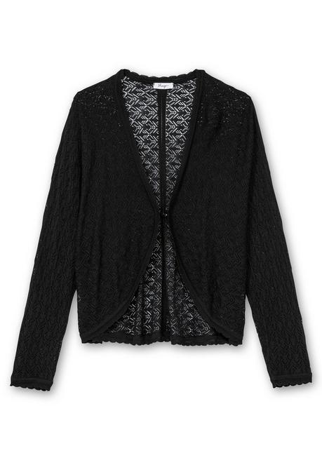 sheego Kurze Ajour-Strickjacke mit Knopfverschluss - schwarz sheego Cyber Monday