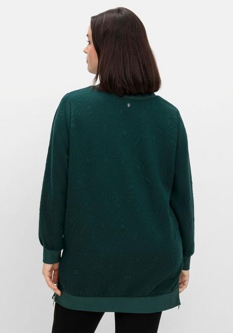 sheego Sweatshirt mit Steppmuster und seitlichen Zippern - tiefgrün sheego Weihnachtsangebot