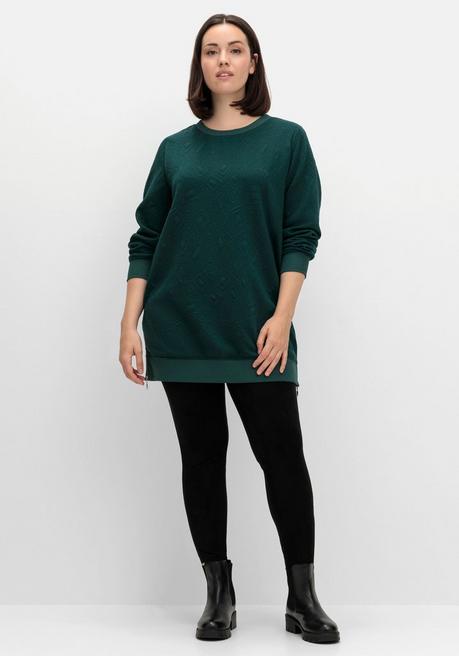 sheego Sweatshirt mit Steppmuster und seitlichen Zippern - tiefgrün sheego Weihnachtsangebot