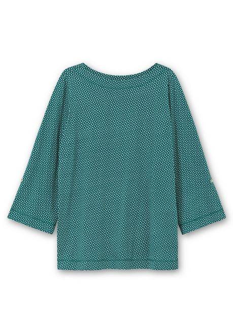sheego 3/4-Arm-Shirt mit grafischem Minimaldruck - tiefgrün gemustert sheego Muttertagsangebot
