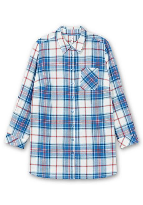 sheego Karierte Longbluse mit Krempelfunktion - offwhite kariert sheego Vatertagsangebot