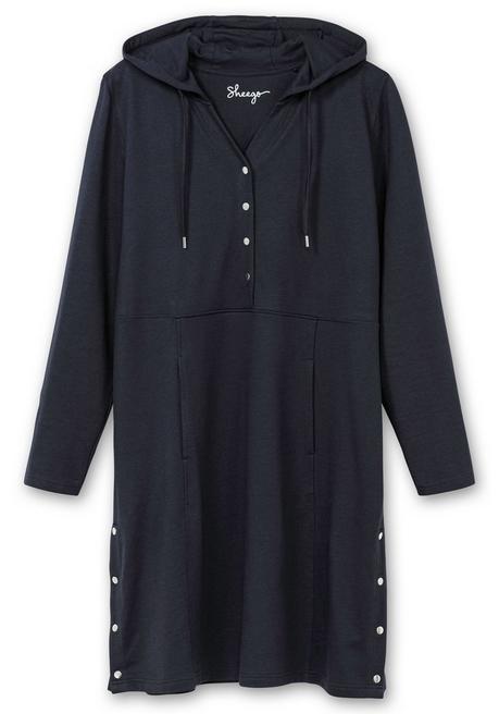 sheego Kapuzenkleid mit Seitenschlitzen und Knopfleiste - tiefblau sheego Valentinstagsangebot
