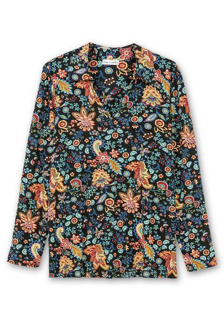 sheego by Joe Browns Langarmshirt mit Paisleyprint und Polokragen - schwarz gemustert sheego Jubiläumsangebot