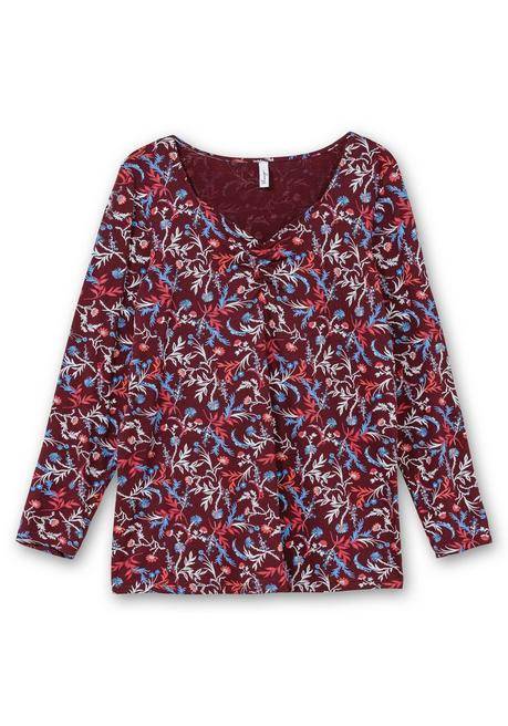 sheego Langarmshirt mit floralem Alloverdruck - weinrot gemustert sheego Lagerräumung