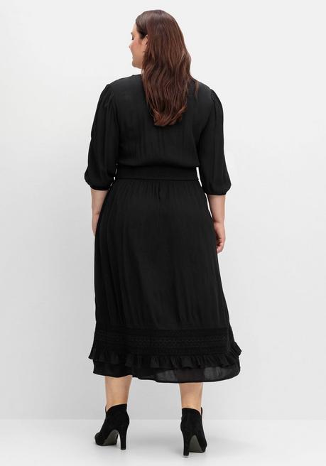 sheego by Joe Browns Maxikleid mit Volant, in Crinkle-Qualität - schwarz sheego Exklusive Angebote