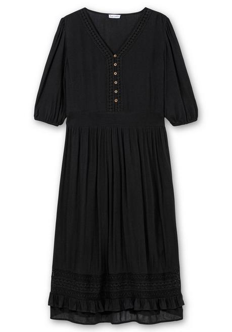 sheego by Joe Browns Maxikleid mit Volant, in Crinkle-Qualität - schwarz sheego Exklusive Angebote