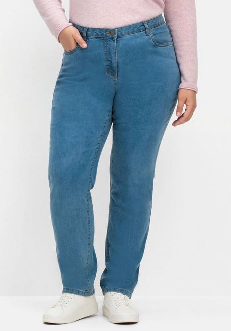 sheego Gerade, innen weich angeraute Thermojeans - blue Denim sheego Große Rabatte