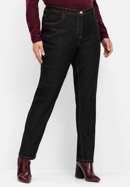sheego Gerade, innen weich angeraute Thermojeans - black Denim sheego Neuheiten