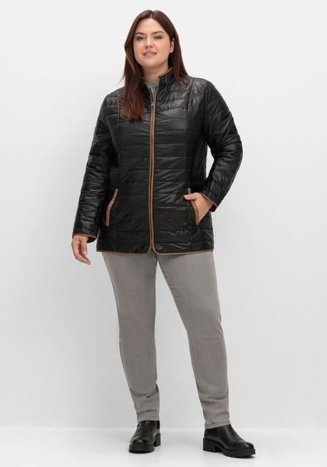 sheego Steppjacke mit Stehkragen und Kontrastdetails - schwarz sheego Räumungsverkauf