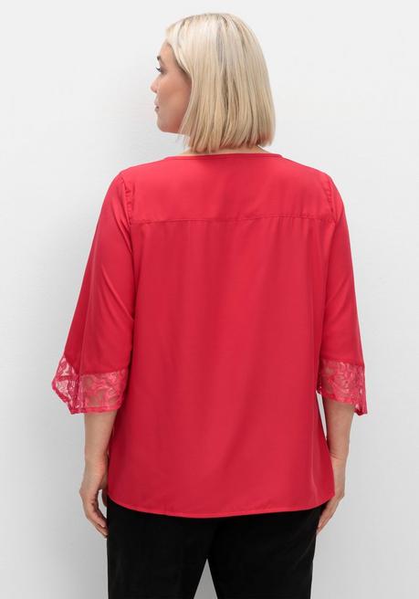 sheego Tunika mit Spitze und Trompetenärmeln - rot sheego Kauf eins, bekomm eins gratis