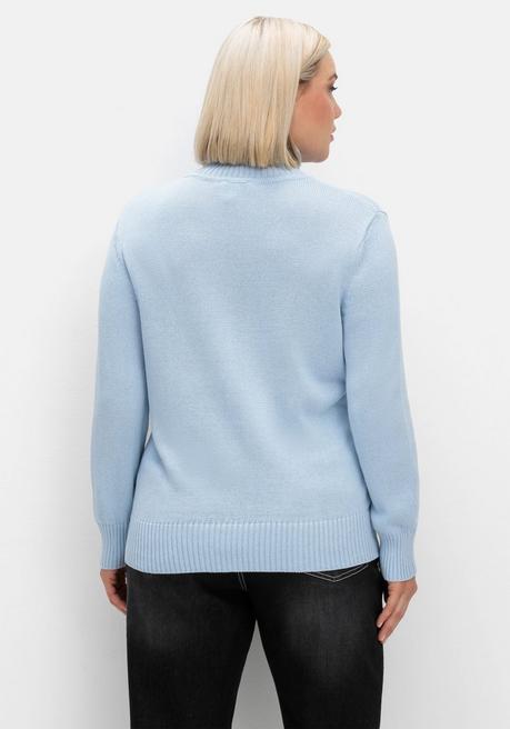 sheego Rollkragenpullover mit Rippbündchen - eisblau sheego VIP-Rabatte