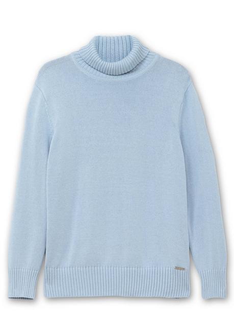 sheego Rollkragenpullover mit Rippbündchen - eisblau sheego VIP-Rabatte