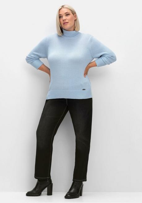 sheego Rollkragenpullover mit Rippbündchen - eisblau sheego VIP-Rabatte