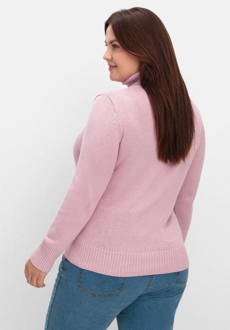 sheego Rollkragenpullover mit Rippbündchen - altrosé sheego Tiefpreis
