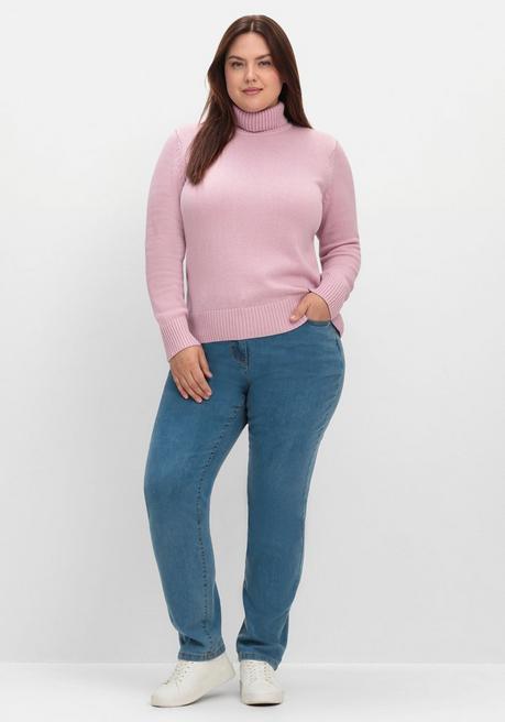 sheego Rollkragenpullover mit Rippbündchen - altrosé sheego Tiefpreis