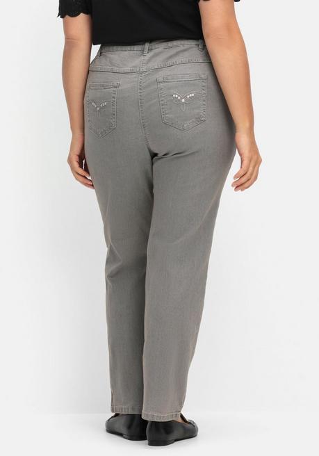 sheego Gerade Jeans mit seitlichem Stretchbund - grey Denim sheego Super Sparpreis