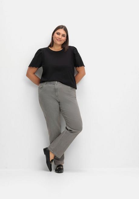 sheego Gerade Jeans mit seitlichem Stretchbund - grey Denim sheego Super Sparpreis