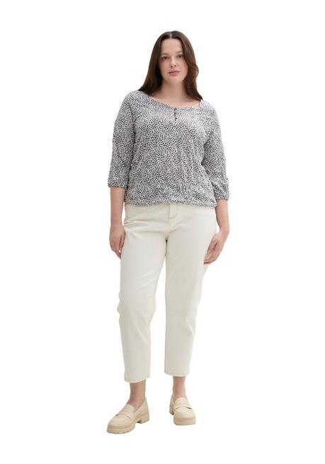 TOM TAILOR Plus Shirt in Crinkle-Optik, mit Gummizugsaum - marine gemustert sheego Neueste Stile