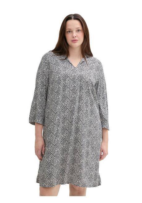 TOM TAILOR Plus Kurzes Kleid mit Minimalprint und Hemdkragen - marine gemustert sheego Letzter Tag