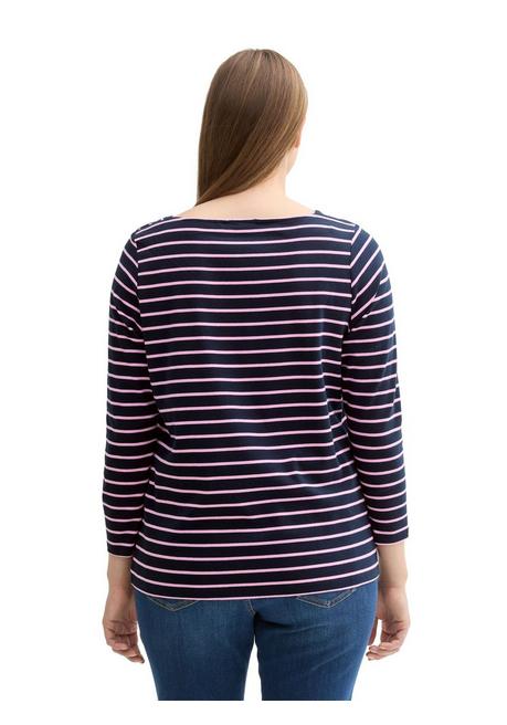 TOM TAILOR Plus Langarmshirt mit Ringeln und U-Boot-Ausschnitt - marine gestreift sheego Bis zu 60% Rabatt