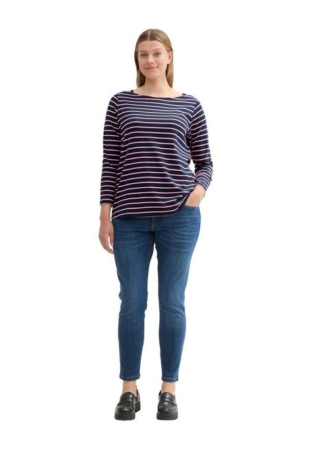 TOM TAILOR Plus Langarmshirt mit Ringeln und U-Boot-Ausschnitt - marine gestreift sheego Bis zu 60% Rabatt