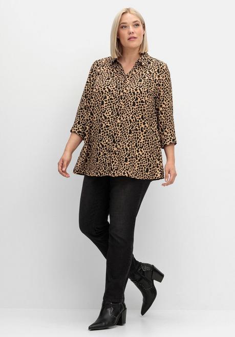 sheego Hemdbluse mit Animalprint, in leichter A-Linie - schwarz gemustert sheego Sonderangebot der Fabrik