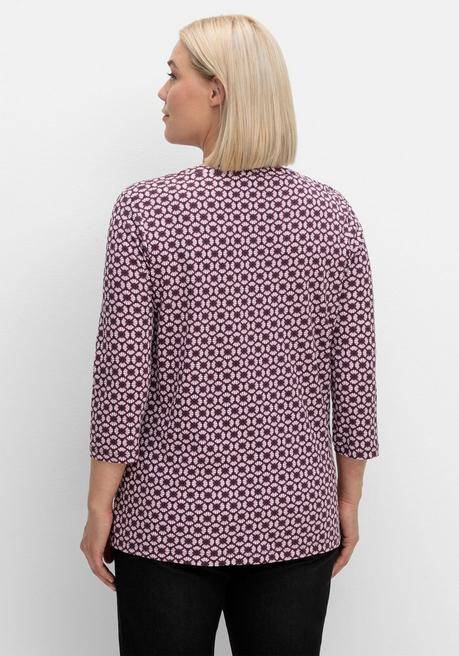 sheego 3/4-Arm-Shirt mit Retro-Alloverdruck - aubergine gemustert sheego Vierteljährliche Förderung