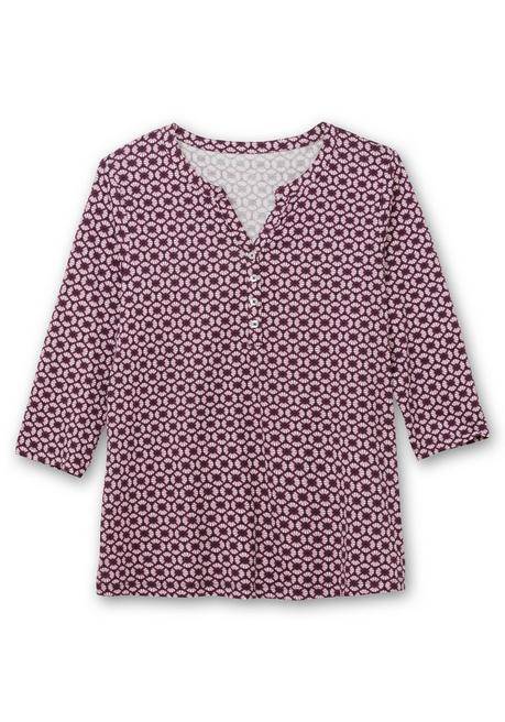 sheego 3/4-Arm-Shirt mit Retro-Alloverdruck - aubergine gemustert sheego Vierteljährliche Förderung