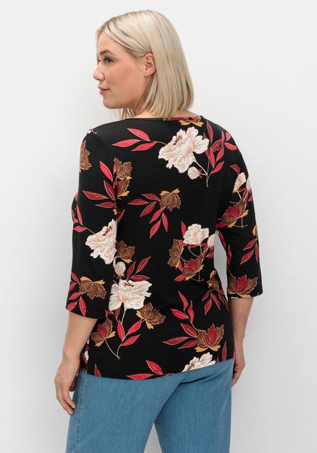 sheego 3/4-Arm-Shirt mit Blumenprint, aus Viskosejersey - rot gemustert sheego Bis zu 55% Rabatt