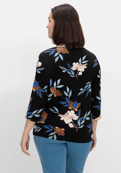 sheego 3/4-Arm-Shirt mit Blumenprint, aus Viskosejersey - blau gemustert sheego Discount Store für neue Produkte