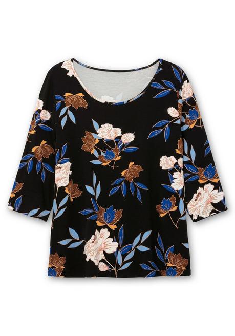 sheego 3/4-Arm-Shirt mit Blumenprint, aus Viskosejersey - blau gemustert sheego Discount Store für neue Produkte