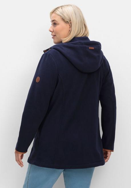 sheego Fleecejacke mit Kapuze und Kontrastdetails - marine sheego Super Rabatt