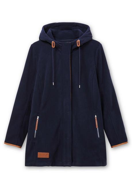 sheego Fleecejacke mit Kapuze und Kontrastdetails - marine sheego Super Rabatt