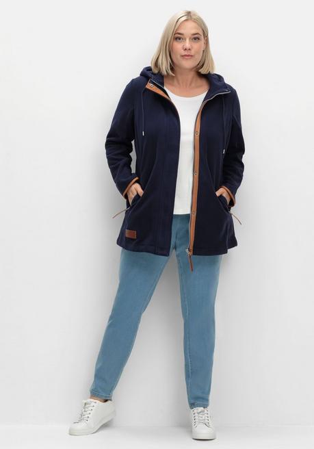 sheego Fleecejacke mit Kapuze und Kontrastdetails - marine sheego Super Rabatt
