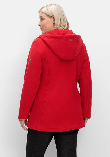 sheego Fleecejacke mit Kapuze und Kontrastdetails - rot sheego Riesige Rabatte