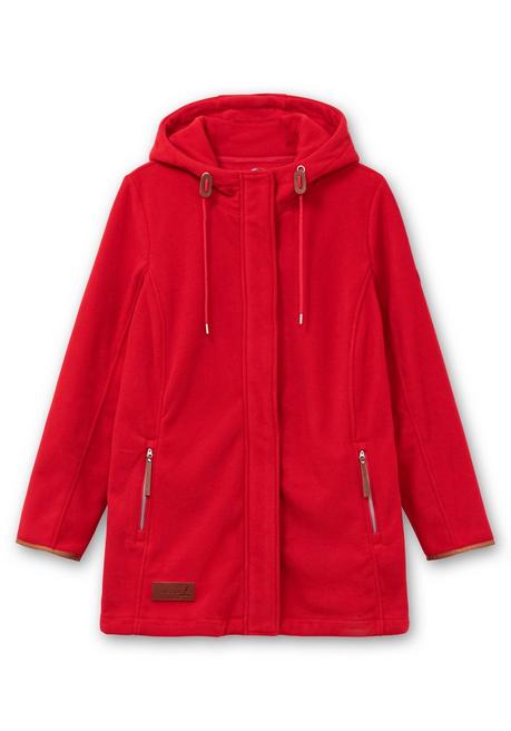 sheego Fleecejacke mit Kapuze und Kontrastdetails - rot sheego Riesige Rabatte