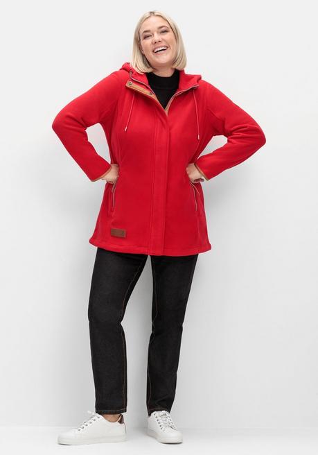 sheego Fleecejacke mit Kapuze und Kontrastdetails - rot sheego Riesige Rabatte