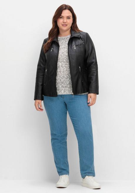 sheego Bikerjacke in Lederoptik - schwarz sheego Begrenzt auf 3 Tage