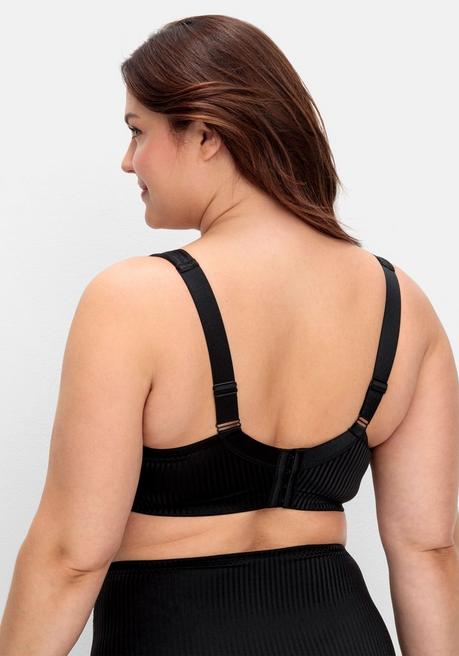 sheego Minimizer-BH mit floraler Spitze und tonigen Streifen - schwarz sheego zollfrei