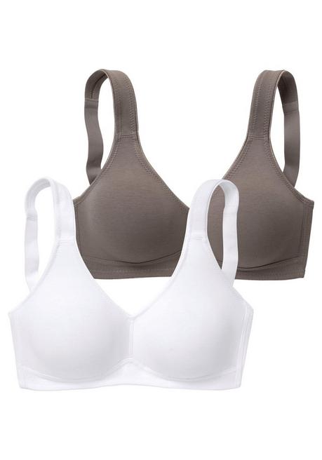 PETITE FLEUR Doppelpack Basic-BHs ohne Bügel - taupe+weiß sheego Online