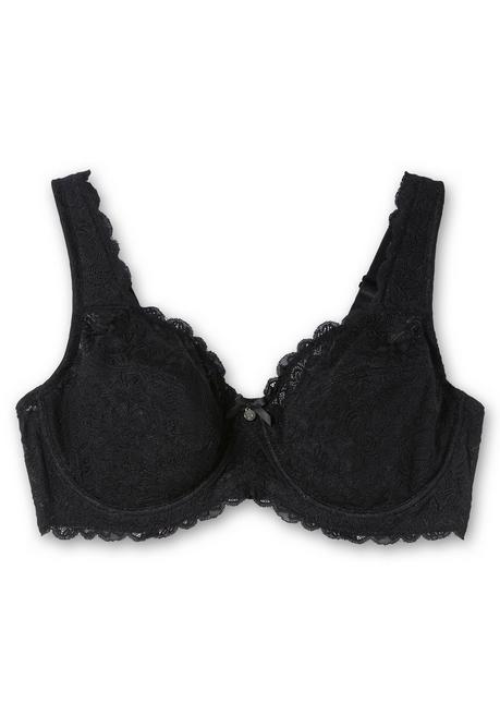 sheego Bügel-BH mit blickdichter Spitze und Seitenstützen - schwarz sheego Outlet