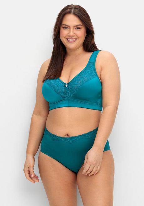 sheego Doppelpack Slips mit elastischer Spitzenkante - petrol sheego Hotsell