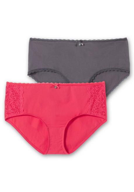 sheego Doppelpack Pantys mit hoher Taille und Spitzendetails - graphit+orchidee sheego Kostenloser Versand