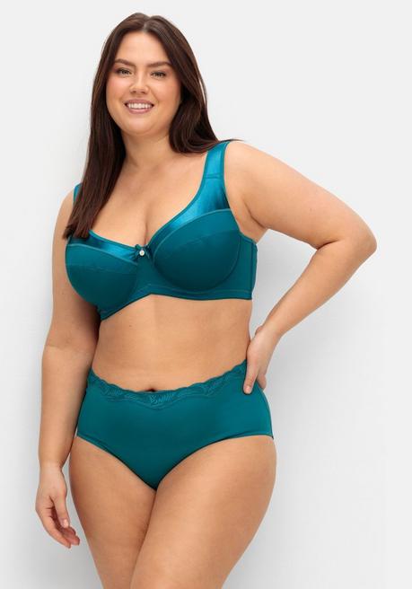 sheego Bügel-BH mit kleiner Zierschleife, breite Träger - petrol sheego Top Angebot