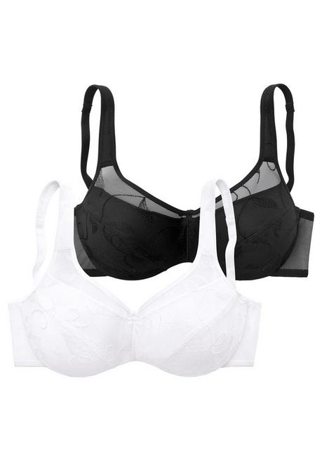 PETITE FLEUR Doppelpack Minimizer-BHs mit unterlegten Cups - schwarz+weiß sheego Räumungsverkauf