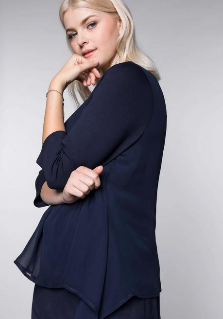 sheego Blusenshirt in leichter A-Linie mit Zipfelsaum - marine sheego Tägliche Deals