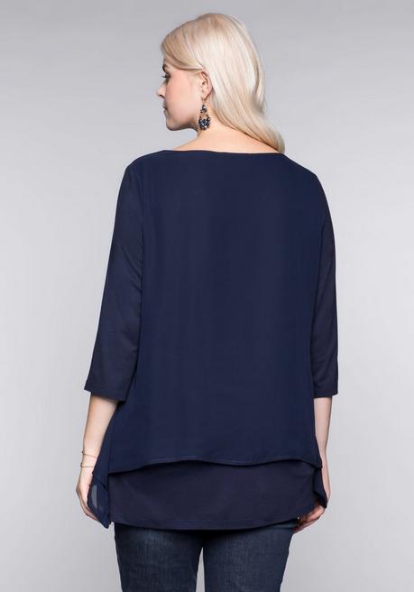 sheego Blusenshirt in leichter A-Linie mit Zipfelsaum - marine sheego Tägliche Deals