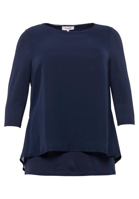 sheego Blusenshirt in leichter A-Linie mit Zipfelsaum - marine sheego Tägliche Deals